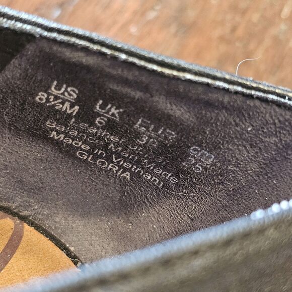 ZODIAC gloria black leather block heel pumps 8.5M classic modern work shoe - Picture 7 of 8